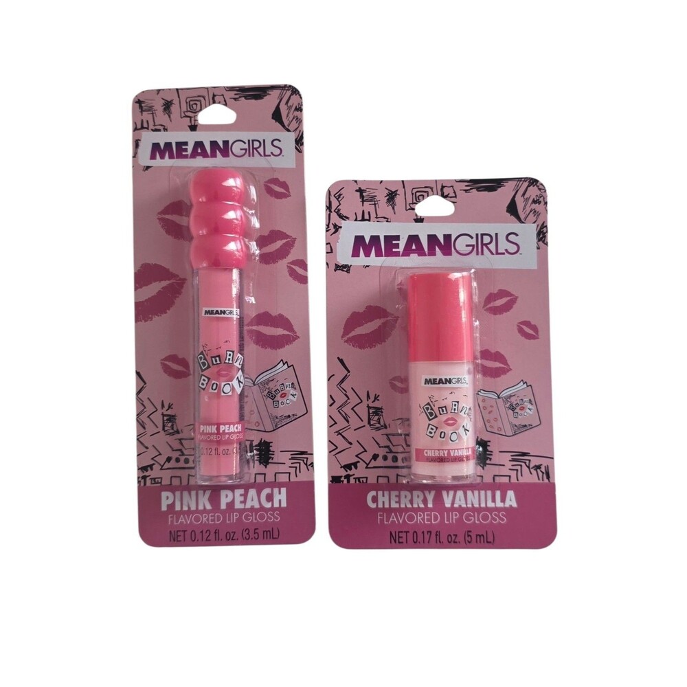 Mean Girls Burn Book Lip Gloss Duo Cherry Vanilla & Pink Peach ,Lot Of 2